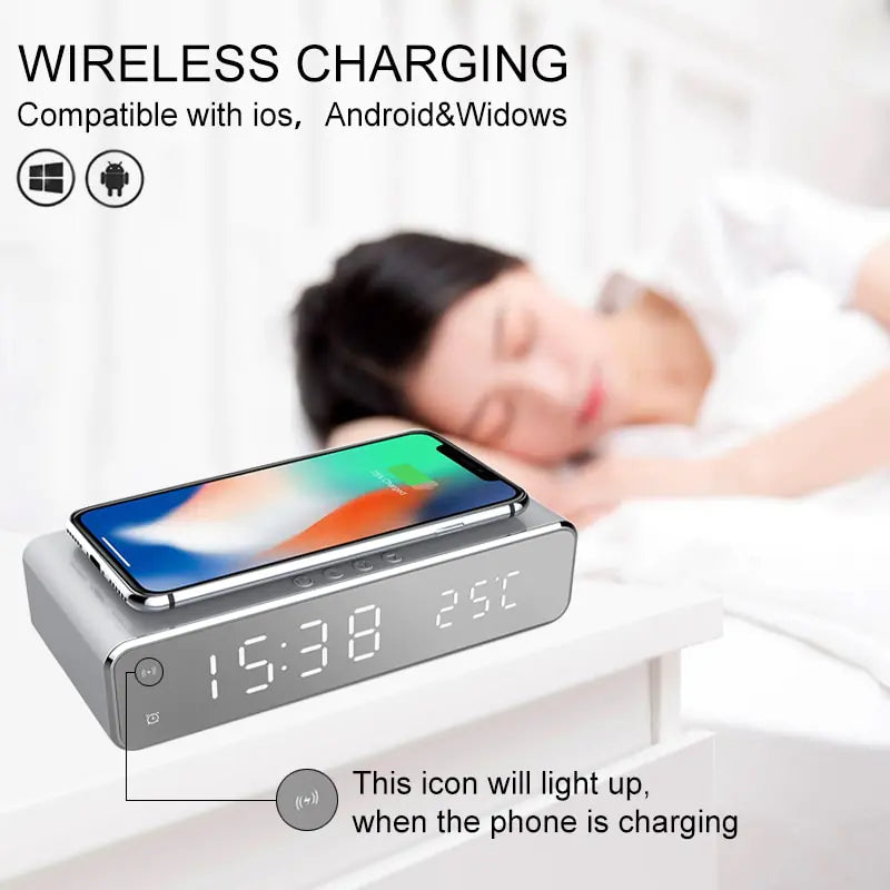 Alarm Clock with Wireless Charger