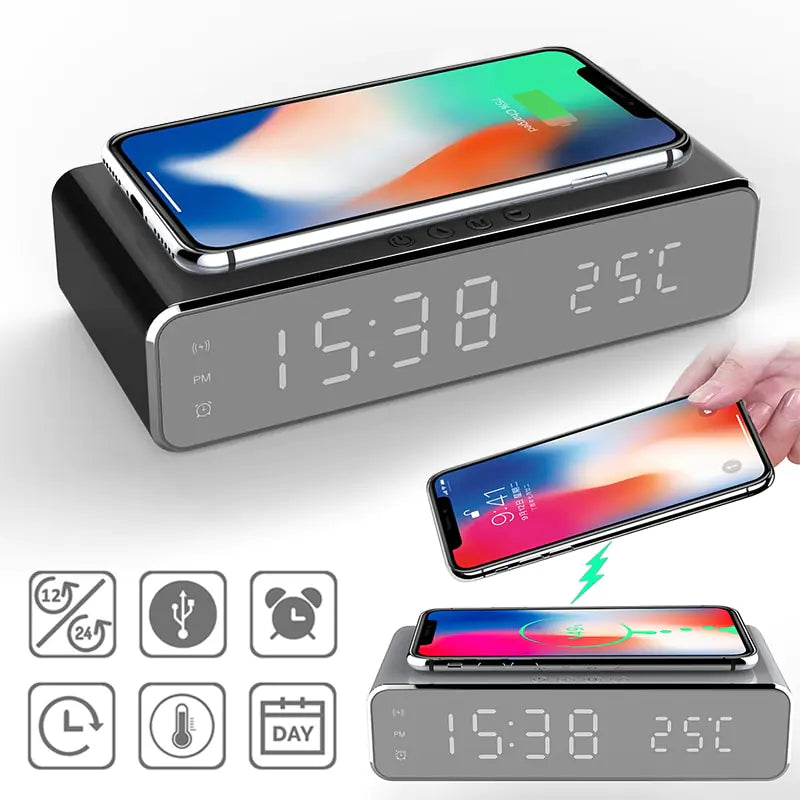 Alarm Clock with Wireless Charger