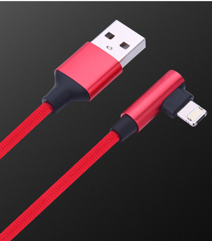 90-Degree USB Charging Cable for Apple & Android