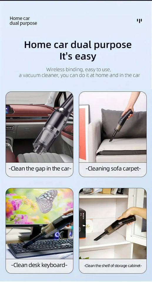 Wireless Car Vacuum Cleaner with Powerful Suction