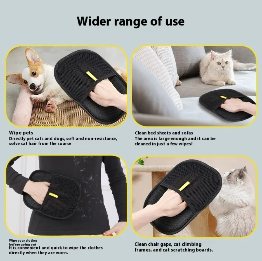 Dual-Sided Pet Hair Remover Glove for Grooming Dogs, Cats & Rabbits (1-3 Pack Options)
