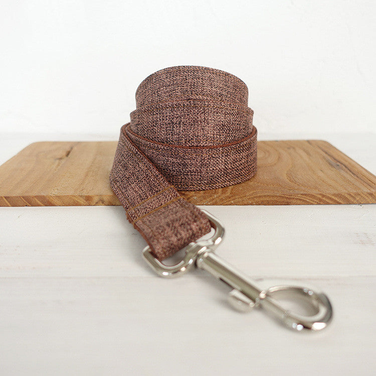 Brown Checkered Pet Leash and Collar Set