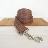 Brown Checkered Pet Leash and Collar Set