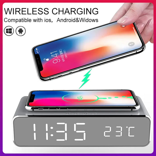 Alarm Clock with Wireless Charger